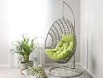 Rattan Hanging Chair Taupe Swing Egg Shape Wicker Rustic Boho Beliani