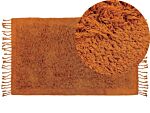 Area Rug Orange Cotton 80 X 150 Cm Shaggy Rectangular With Tassels Boho Style Beliani