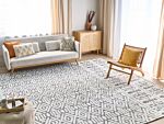 Area Rug White And Grey Polyester Cotton Backing 300 X 400 Cm Decorative Floor Mat Modern Design Living Room Bedroom Beliani