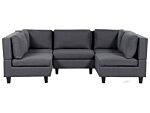 Modular Sofa Dark Grey Fabric Upholstered U-shaped 5 Seater With Ottoman Cushioned Backrest Modern Living Room Couch Beliani