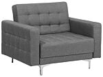 Armchair Grey Tufted Fabric Modern Living Room Reclining Chair Silver Legs Track Arm Beliani