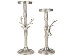 Set Of 2 Candlesticks Silver Metal Glamour Handmade Deer Heads Dining Room Bedroom Beliani