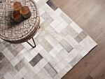 Rug Grey Patchwork Leather 140 X 200 Cm Handcrafted Modern Beliani