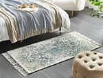 Viscose Area Rug Grey And Green 80 X 150 Cm Oriental Distressed Living Room Bedroom Beliani