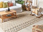 Area Rug Carpet Beige Jute Geometric Pattern 160 X 230 Cm Cm Rustic Boho Beliani