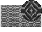 Rug Grey Viscose 80 X 150 Cm Geometric Pattern Hand Woven Flatweave Beliani