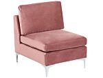 1-seat Section Pink Velvet Sofa Module Silver Metal Legs Glamour Style Beliani