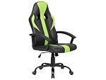 Office Chair Black And Green Faux Leather Gas Lift Height Adjustable Tilt Function Beliani