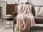 Blanket Pink Polyester Fabric 150 X 200 Cm Living Room Throw Fluffy Decoration Modern Design Beliani