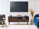 Tv Stand Dark Wood Black Mdf Tv Up To 54ʺ Retro Sliding Cabinet Drawer Cable Management Living Room Beliani