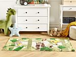 Area Rug Multicolour Jungle Print 80 X 150 Cm Low Pile Runner For Children Playroom Beliani