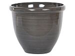 Plant Pot Planter Solid Brown Stone Mixture Polyresin High Gloss Outdoor Resistances Round ⌀ 44 Cm All-weather Beliani