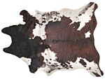 Area Rug Brown And White Faux Cowhide Leather 150 X 200 Cm Irregular Modern Rustic Beliani