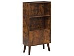Bookcase Dark Wood Freestanding 2 Open Shelves Storage Cabinet Industrial Beliani