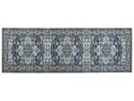 Runner Rug Runner Grey And Blue Polyester 80 X 240 Cm Oriental Distressed Living Room Bedroom Decorations Beliani