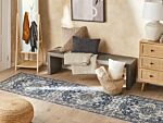 Runner Rug Runner Grey And Blue Polyester 80 X 240 Cm Oriental Distressed Living Room Bedroom Decorations Beliani