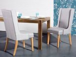 Set Of 2 Dining Chairs Light Grey Fabric Upholstered High Back Wooden Legs Modern Parsons Beliani