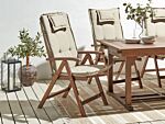 Set Of 6 Garden Chair Dark Acacia Wood Natural With Taupe Cushions Adjustable Foldable Outdoor With Armrests Country Rustic Style Beliani