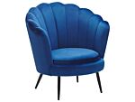 Armchair Dark Blue Velvet Novelty Shape Metal Legs Retro Beliani