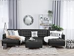 Corner Sofa Bed Black Faux Leather Tufted Modern U-shaped Modular 5 Seater With Chaise Lounges Beliani