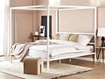 Canopy Bed Frame Black Metal 180 X 200 Cm Double Size Plywood Slats Industrial Minimalist Beliani