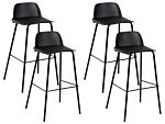 Set Of 4 Bar Stools Black Plastic Seat Metal Legs 90 Cm Synthetic Counter Kitchen Chair Modern Beliani