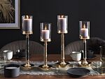 Candle Holder Gold Metal Pillar Glass Shade 48 Cm Glamour Accent Piece Decoration Table Centrepiece Beliani