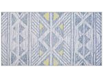 Rug Grey With Yellow Polyester 80 X 150 Cm Low Pile Geometric Pattern Beliani