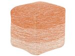 Pouffe Orange And White Cotton 3 Stripes Cube Boho Scandinavian Beliani