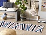 Runner Rug Multicolour Polyester 70 X 200 Cm Geometric Striped Pattern Anti-slip Bottom Modern Hallway Beliani