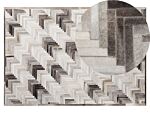 Area Rug Grey 140 X 200 Cm Cowhide Leather Patchwork Beliani