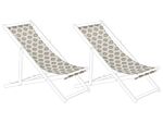 Set Of 2 Sun Lounger Replacement Fabrics Beige Geometric Pattern Polyester Sling Hammock Beliani