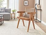 Accent Chair Light Wood Mahogany Rattan Light Wood Natural Wicker Back Minimalist Living Dining Room Beliani