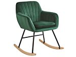 Rocking Chair Green Velvet Metal Legs Wooden Skates Modern Beliani