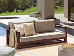 Garden Sofa Mahogany Brown And Taupe Acacia Wood Outdoor 2 Seater With Cushions Modern Design Beliani