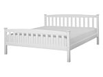 Double Bed Frame White Pine Wood 140 X 200 Cm Slatted Beliani