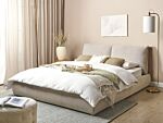 Eu King Size Waterbed Beige Polyester Fabric Upholstery 5ft3 With Mattress With Thick Padded Headboard Footboard Classic Style Bedroom Beliani