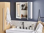 Bathroom Mirror Cabinet With Led White 60 X 60 Cm Modern Beliani