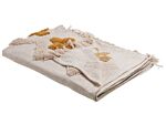 Blanket Beige And Yellow Cotton 130 X 180 Cm Bed Throw Abstract Pattern Fringes Bedroom Living Room Beliani