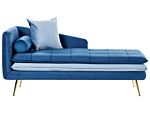 Chaise Lounge Blue Velvet Left Hand Tufted Buttoned Thickly Padded With Cushions Left Hand Living Room Furniture Beliani