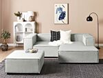 Modular Left Hand Sofa Grey Linen 2 Seater Sectional Corner Sofa With Ottoman Black Legs Modern Living Room Beliani