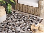 Cowhide Area Rug Multicolour Patchwork 160 X 230 Cm Geometric Pattern Modern Beliani