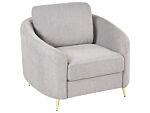 Armchair Fabric Grey Gold Metal Legs Club Chair Curvy Retro Living Room Beliani