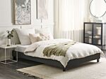 Eu King Size Bed 5ft3 Grey Fabric Slatted Frame Without Headboard Beliani