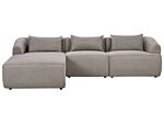 Right Hand 3 Seater Corner Sofa Taupe Fabric Upholstered Track Armrests Additional Cushions Minimalistic Modern Style Beliani