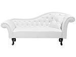 Chaise Lounge White Faux Leather Button Tufted Upholstery Right Hand Rolled Arms With Cushion Beliani