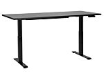 Electrically Adjustable Desk Black Tabletop Black Steel Frame 180 X 72 Cm Sit And Stand Square Feet Modern Design Beliani
