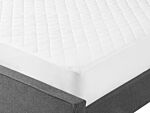 Mattress Protector White Japara Cotton Double Size 140 X 200 Cm Pad Fitted Quilted Piped Edges Beliani