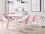 Set Of 2 Dining Chairs Pink Velvet Fabric Chromed Metal Legs Modern Style Beliani