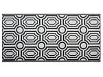Outdoor Rug Mat Black Synthetic 90 X 180 Cm Reversible Geometric Pattern Eco Friendly Modern Beliani